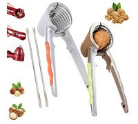 Multifunction Nutcracker Tool with Non-Slip Handle, Pecan Walnut Cracker Tool, Nut Crackers Heavy Duty Tools, Walnut Pliers Household Hazelnut, Handheld Walnuts Clip for Nuts (Green+Orange)
