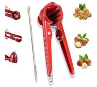 Multifunction Nutcracker Tool with Non-Slip Handle, Pecan Walnut Cracker Tool, Nut Crackers Heavy Duty Tools, Walnut Pliers Household Hazelnut, Handheld Walnuts Clip for Nuts (Red)