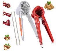 Multifunction Nutcracker Tool with Non-Slip Handle, Pecan Walnut Cracker Tool, Nut Crackers Heavy Duty Tools, Walnut Pliers Household Hazelnut, Handheld Walnuts Clip for Nuts (Red+Orange)