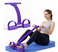 Multifunction Pedal Resistance Band Trainer, 8-Tube Resistance Bands with Handles, Portable Home Gym Equipment for Arms, Legs, Abs & Full Body Workout (Purple)