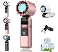Multifunction Portable Handheld Turbo Ice-Cooling Fan, Ac-Like Gel Pad Tech, 5 Gears, Handheld Cooling Fans, 135° Foldable, For Travel, Office, Home (pink)