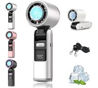 Multifunction Portable Handheld Turbo Ice-Cooling Fan, Ac-Like Gel Pad Tech, 5 Gears, Handheld Cooling Fans, 135° Foldable, For Travel, Office, Home (white)