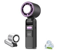 Multifunction Portable Handheld Turbo Ice-Cooling Fan | Ac-Like Gel Pad Tech, 5 Gears, LED Display 4000mAh Rechargeable Personal Fan, Rechargeable 135° Tilt Foldable for Outdoor Activities (grey)