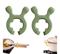 Multifunction Silicone Pot Handle Spatula Rack,Non-Slip Spoon Holder Stove Organizer,Steam Releaser,Drip-Free Design,Fun Kitchen Gadgets And Accessories Easy To Clean,For Pot Pans (Green*2)