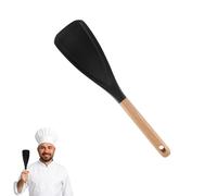 Multifunction Spatula Cooking Spoon - 3-in-1 Kitchen Silicone Heat-Resistant Spoon for Stirring, Scooping, Serving - Durable, Non-Slip, Easy to Clean (Black)