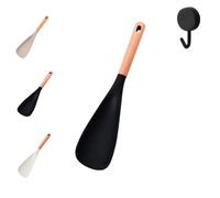 Multifunction Spatula Cooking Spoon, Multi Function Spatula Spoon with Wooden Handle, 2026 New 2 in 1 Silicone Heat Resistant Cooking Scoop (Black,Small)