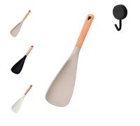 Multifunction Spatula Cooking Spoon, Multi Function Spatula Spoon with Wooden Handle, 2026 New 2 in 1 Silicone Heat Resistant Cooking Scoop (Khaki,Small)