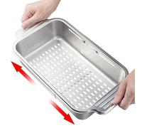 Multifunction Stainless Steel Sink Colander | 304 Steel, 420g, Expandable | Unique Extendable Drying Rack For Dishes & Veggies | Over The Sink Drain Basket For Kitchen Efficiency