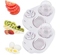 Multifunctional 3-in-1 Egg Slicer, Egg Slicer for Hard Boiled Eggs with 3 Cutting Modes, Chopper Cutter Stainless Steel Dicer Kitchen Utensils for Strawberry/Apple/Banana/Cherry/Tomato(2Pcs)