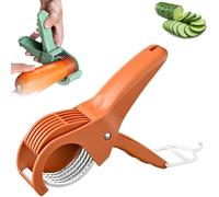 Multifunctional Banana Slicer Cutter, Stainless Steel Fruit Slicer Cutter, Food Manual Slicers for Bananas Sausages, Cucumbers, Grape, Strawberry, Chili Pepper (Orange)