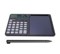 Multifunctional Calculator with Notepad 12 Digit Large Display Solar or Battery Powered Writing Pad Calculator for School Home Business Office Use (Black)