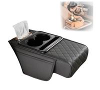 Multifunctional Car Armrest Cushion, Integrated Pressurized Multifunctional Car Armrest Heightening Pad, Auto Center Console Arm Rest Cushion with 2 Cup Holder (Gray)