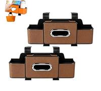 Multifunctional Durable Car Seat Back Storage Box, 3-in-1 Car Backseat Organizer with 2 Cup Holders and Hanging Hooks, for Hold Phone (2*Brown)