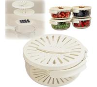 Multifunctional Fruit and Vegetable Washing Bowl, Fruit Washing Bowl with Strainer, Fruits Drainer Container with Handle, 2 in 1 Draining Preservation Basket (White,S-1000ML)