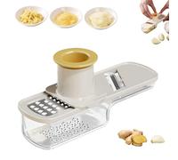 Multifunctional Garlic Grinder,3-in-1 Garlic Slicer Veggie Shredder with Container, for Garlics, Ginger, Garlics Grinder Mini Easy to Clean and Dishwasher Safe (white)