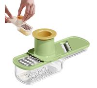 Multifunctional Garlic Grinder & Mandoline Slicer, Veggie Shredder Garlics Ginger Grinder Vegetable Cutter with Container with Hand Guard, Easy to Use and Clean for Kitchen (Green)