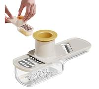 Multifunctional Garlic Grinder & Mandoline Slicer, Veggie Shredder Garlics Ginger Grinder Vegetable Cutter with Container with Hand Guard, Easy to Use and Clean for Kitchen (Beige)