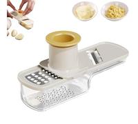 Multifunctional Garlic Grinder, Mini Garlic Slicer, 3 in 1 Ginger Garlics Grater with Hand Guard - Can Grind, Slice and Shred for Kitchen Tool (White)