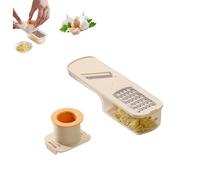 Multifunctional Garlic Grinder, Mini Garlic Slicer, Vegetable Cutter with Container, For Easy Slicing and Grinding, Shredding, Ginger & Vegetables (White)