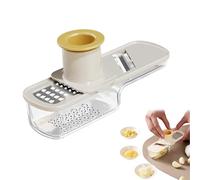 Multifunctional Garlic Grinder,Mini Slicer That Can Grind, Mandoline Slicer, 3 In 1 Ginger Garlic Grinder, Easy Grip Handheld Chopper with Container, for Home & Restaurant (White)