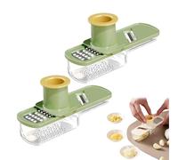 Multifunctional Garlic Grinder,Mini Slicer That Can Grind, Mandoline Slicer, 3 In 1 Ginger Garlic Grinder, Easy Grip Handheld Chopper with Container, for Home & Restaurant (Green*2pcs)