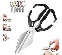 Multifunctional Heavy-Duty Kitchen Shears, 2 in 1 Heavy Duty Stainless Steel Poultry Shears, Ergonomic Cutting Roots Duck, Fish&Slicing Walnuts Bones (Black)