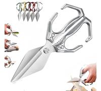 Multifunctional Heavy-Duty Kitchen Shears, 2 in 1 Heavy Duty Stainless Steel Poultry Shears, Ergonomic Cutting Roots Duck, Fish&Slicing Walnuts Bones (Sliver)