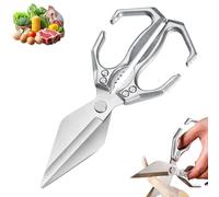 Multifunctional Heavy-Duty Kitchen Shears, Heavy Duty Kitchen Scissors for Food with Ergonomic Handle, for Chicken, Meat, Seafood Cutting, Walnuts, Vegetable (Silver,1 Pcs)