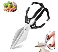 Multifunctional Heavy-Duty Kitchen Shears, Heavy Duty Kitchen Scissors for Food with Ergonomic Handle, for Chicken, Meat, Seafood Cutting, Walnuts, Vegetable (Black,1 Pcs)
