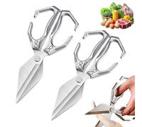 Multifunctional Heavy-Duty Kitchen Shears, Heavy Duty Kitchen Scissors for Food with Ergonomic Handle, for Chicken, Meat, Seafood Cutting, Walnuts, Vegetable (Silver,2 Pcs)