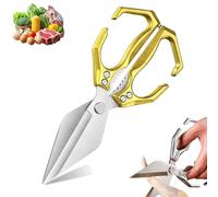 Multifunctional Heavy-Duty Kitchen Shears, Heavy Duty Kitchen Scissors for Food with Ergonomic Handle, for Chicken, Meat, Seafood Cutting, Walnuts, Vegetable (Gold,1 Pcs)