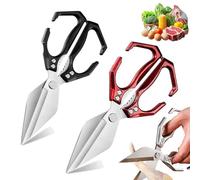 Multifunctional Heavy-Duty Kitchen Shears, Heavy Duty Kitchen Scissors for Food with Ergonomic Handle, for Chicken, Meat, Seafood Cutting, Walnuts, Vegetable (Mix F,2 Pcs)