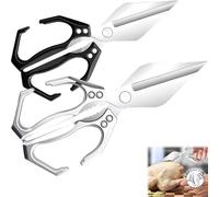 Multifunctional Heavy-Duty Kitchen Shears, Heavy Duty Kitchen Scissors for Food with Ergonomic Handle, High-Carbon Steel Culinary Shears for Meat, Vegetables and Nuts (silver+black)
