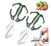 Multifunctional Heavy-Duty Kitchen Shears, Heavy Duty Kitchen Scissors for Food with Ergonomic Handle, for Chicken, Meat, Seafood Cutting, Walnuts, Vegetable (Green,2 Pcs)