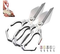 Multifunctional Heavy-Duty Kitchen Shears, Heavy Duty Kitchen Scissors with Ergonomic Handle, Stainless Steel Culinary Shears for Chicken, Meat, Seafood, Bone Cutting (Silver,2)