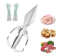 Multifunctional Heavy-Duty Kitchen Shears, Heavy Duty Poultry Shears with Walnut Cracker, Multifunctional Chicken bone shears with Ergonomic Handle, Stainless Steel Chicken, Duck and Fish Shear (E)