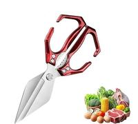 Multifunctional Heavy-Duty Kitchen Shears,Multifunctional Stainless Steel Kitchens S-hears,Kitchen Shears for Food Heavy Duty,for Chicken,Meat,Seafood,and Bone Cutting (Red)