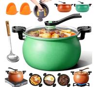 Multifunctional Large Capacity Non-stick Pressure Cooker, 8 Qt Micro Pressure Cooker with Visible Transparent Glass Cover & Anti-Scalding Handle, for Soups, Stews & Meal Prep (Green-1)
