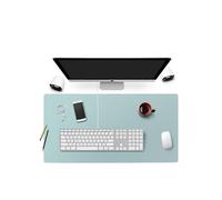 Multifunctional Leather Computer Office Writing Desk Mat Extended Gaming , Non-Slip Waterproof Dual-Side Use Desk Protector, 35.4'' X 17.7''Misty blue