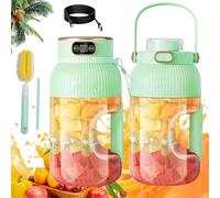 Multifunctional Portable Juicer Blender Bottle, USB Rechargeable Mini Juice Press Cup Portable for Smoothies and Shakes, 1200ML Travel Fruits Mixer with Smart Digital Display (B-Double Cup & Lid)