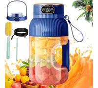 Multifunctional Portable Juicer Blender Bottle, USB Rechargeable Mini Juice Press Cup Portable for Smoothies and Shakes, 1200ML Travel Fruits Mixer with Smart Digital Display (A-Single Cup Double Lid)