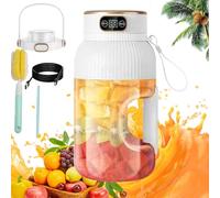 Multifunctional Portable Juicer Blender Bottle, USB Rechargeable Mini Juice Press Cup Portable for Smoothies and Shakes, 1200ML Travel Fruits Mixer with Smart Digital Display (C-Single Cup Double Lid)