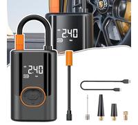 Multifunctional Portable Tire Airpump, New Tire Inflator Portable Air Compressor, Bike Pump with Gauge, with Digital Pressure Gauge, LED Light, for Car, Motorcycle, Bicycle, Ball (Wireless Model)