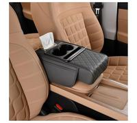 Multifunctional PU Leather Car Armrest Box Mat, 5-in-1 Center Console Cover with Cup Holder, Tissue Box Slot, Phone Holder and Storage Bags for All Vehicle Models (Gray)