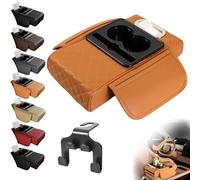 Multifunctional Pu Leather Car Armrest Box Mat, Multifunctional Car Armrest Cushion, 5-in-1 Center Console Cover, Cars Armrests Cushion Storage Box, with Cup Holder Tissue Boxs Phone Slot (A)