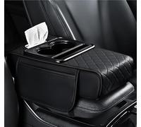 Multifunctional Pu Leather Car Armrest Box Mat, Multifunctional Car Armrest Cushion, Universal Style Memory Cotton Car Armrest Box Pad, 5-in-1 Car Center Console Cover for Most Car Models(Black)