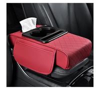 Multifunctional Pu Leather Car Armrest Box Mat, Multifunctional Car Armrest Cushion, Universal Style Memory Cotton Car Armrest Box Pad, 5-in-1 Car Center Console Cover for Most Car Models(Red)
