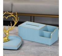 Multifunctional Rectangular Fashionable Desktop Tissue Box Chinese-Style Design With Elegance(Blu)