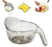 Multifunctional Rice Strainer with Fine Holes and Handle, 2-in-1 Rice Strainer,Fruit and Vegetable Washing Bowl, Kitchen Drainage Basket Funnel with Side Drainers for Soaking,Washing,Rinsing