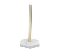 Multifunctional Standing Paper Towel Holder Simulation Marble Resin Base Golden Aluminum Rod Space Saving Countertop Roll Hanger for Kitchen Office Bathroom Bedroom